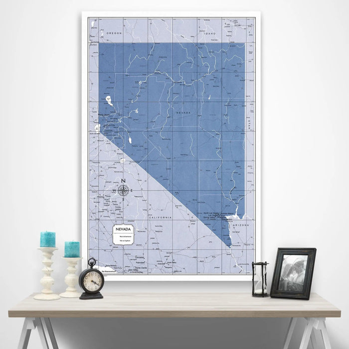 Nevada Map Poster - Navy Color Splash CM Poster