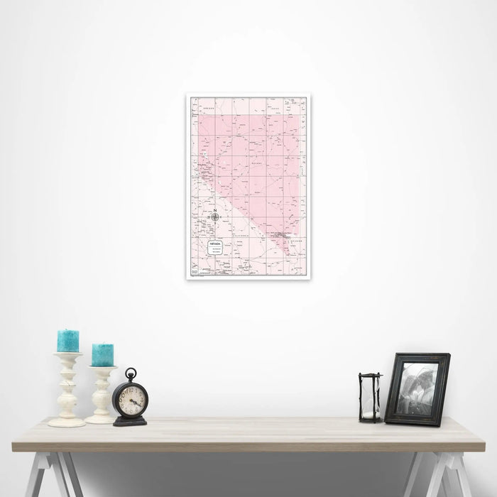 Nevada Map Poster - Pink Color Splash CM Poster