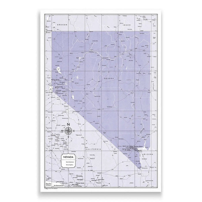 Push Pin Nevada Map (Pin Board) - Purple Color Splash CM Pin Board