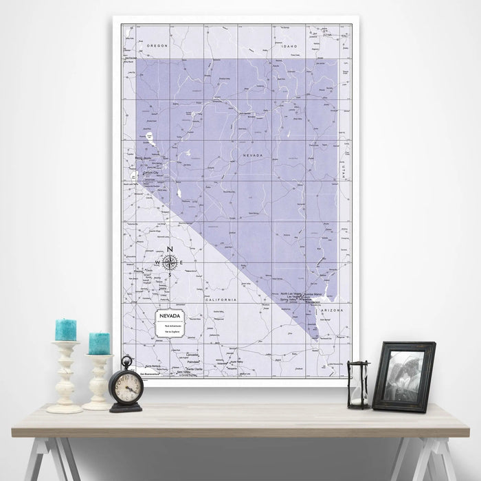 Nevada Map Poster - Purple Color Splash CM Poster