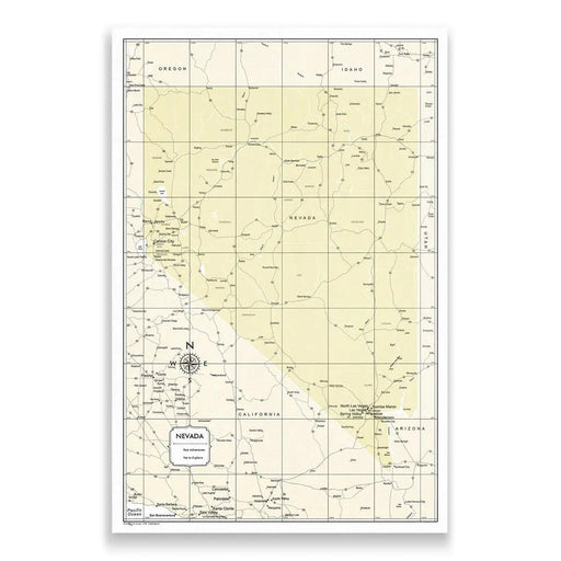Push Pin Nevada Map (Pin Board) - Yellow Color Splash CM Pin Board