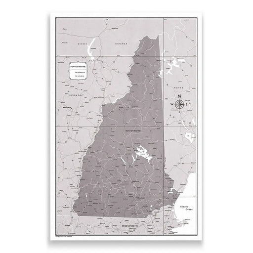 New Hampshire Map Poster - Dark Brown Color Splash CM Poster