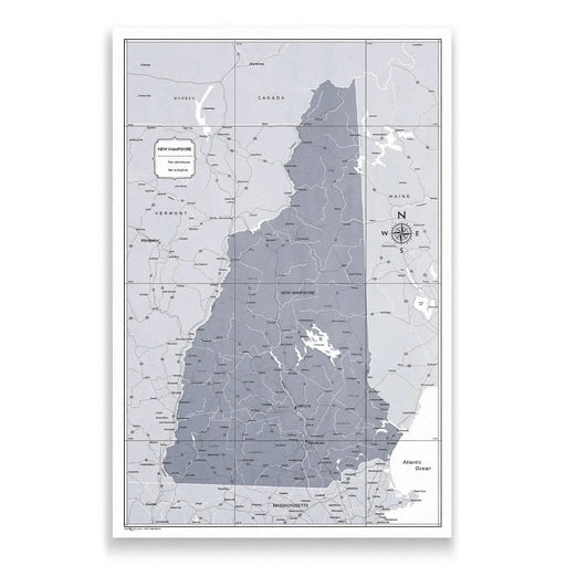 New Hampshire Map Poster - Dark Gray Color Splash