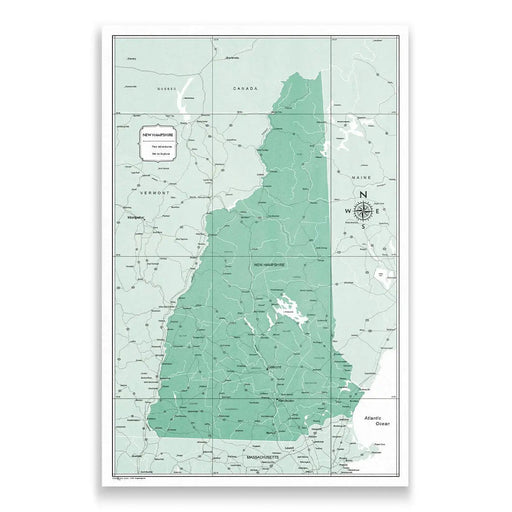 New Hampshire Map Poster - Green Color Splash