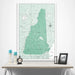 New Hampshire Map Poster - Green Color Splash CM Poster