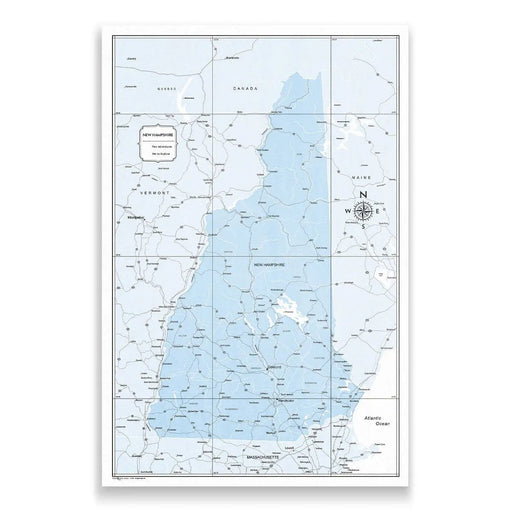 New Hampshire Map Poster - Light Blue Color Splash CM Poster