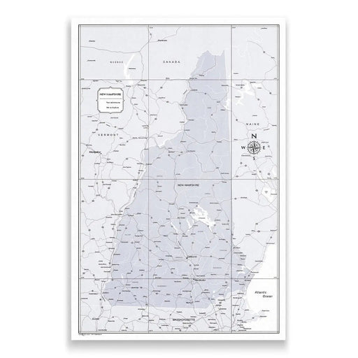 Push Pin New Hampshire Map (Pin Board) - Light Gray Color Splash CM Pin Board