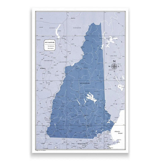 New Hampshire Map Poster - Navy Color Splash