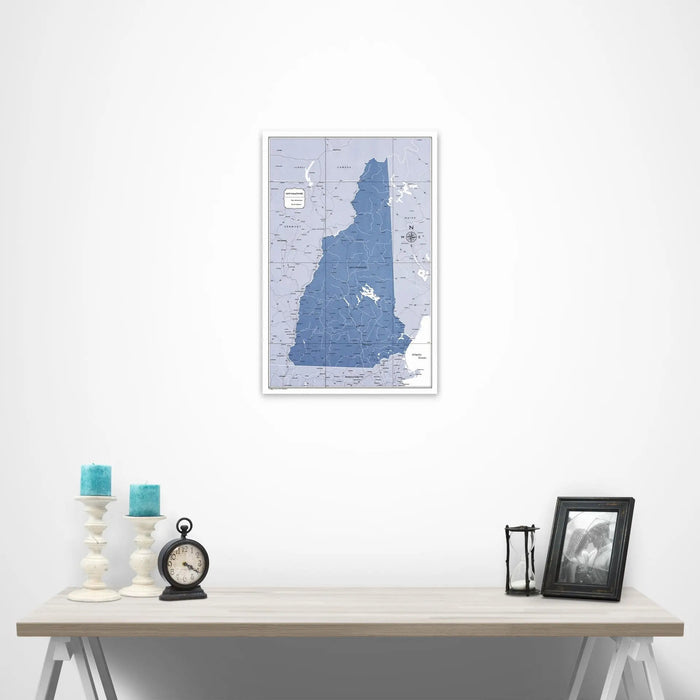New Hampshire Map Poster - Navy Color Splash CM Poster