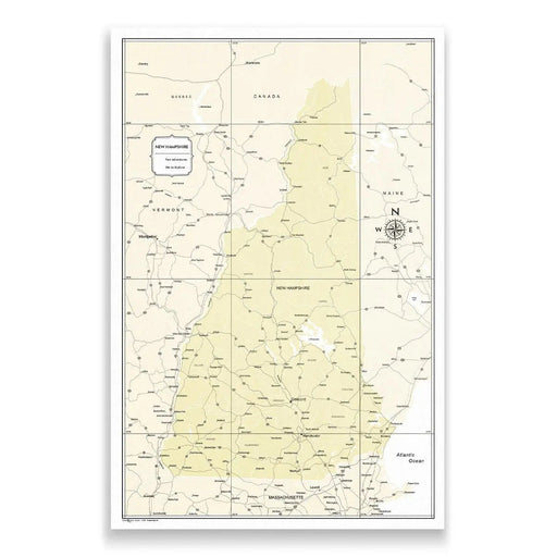 New Hampshire Map Poster - Yellow Color Splash