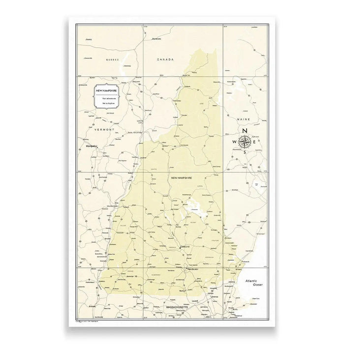Push Pin New Hampshire Map (Pin Board) - Yellow Color Splash CM Pin Board