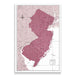 New Jersey Map Poster - Burgundy Color Splash CM Poster