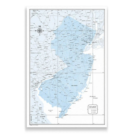 Push Pin New Jersey Map (Pin Board) - Light Blue Color Splash CM Pin Board