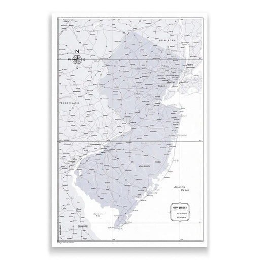 Push Pin New Jersey Map (Pin Board) - Light Gray Color Splash CM Pin Board