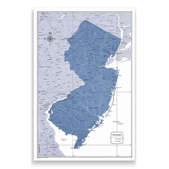 Push Pin New Jersey Map (Pin Board) - Navy Color Splash CM Pin Board