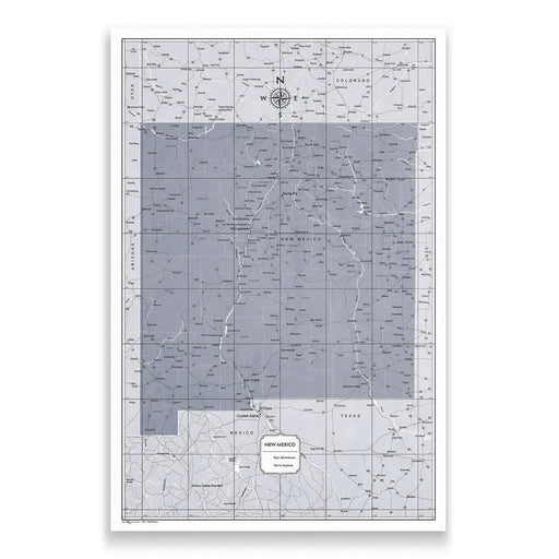 Push Pin New Mexico Map (Pin Board) - Dark Gray Color Splash CM Pin Board