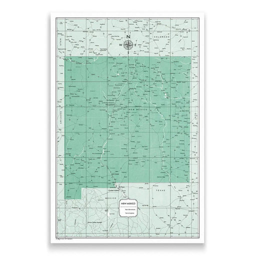 Push Pin New Mexico Map (Pin Board) - Green Color Splash CM Pin Board