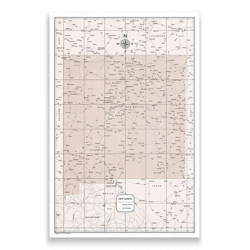 Push Pin New Mexico Map (Pin Board) - Light Brown Color Splash CM Pin Board