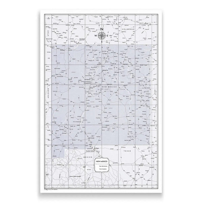 Push Pin New Mexico Map (Pin Board) - Light Gray Color Splash CM Pin Board