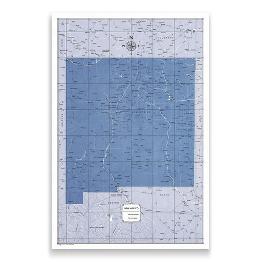New Mexico Map Poster - Navy Color Splash