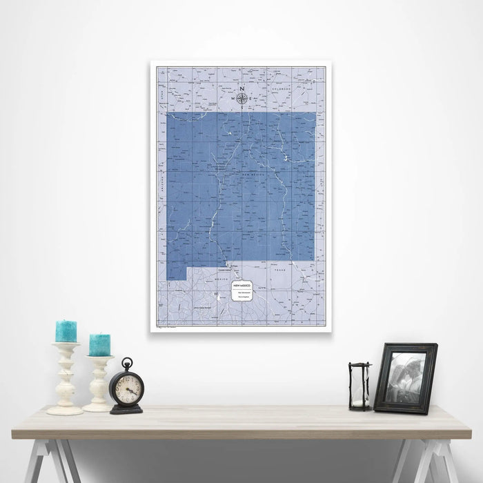 New Mexico Map Poster - Navy Color Splash CM Poster