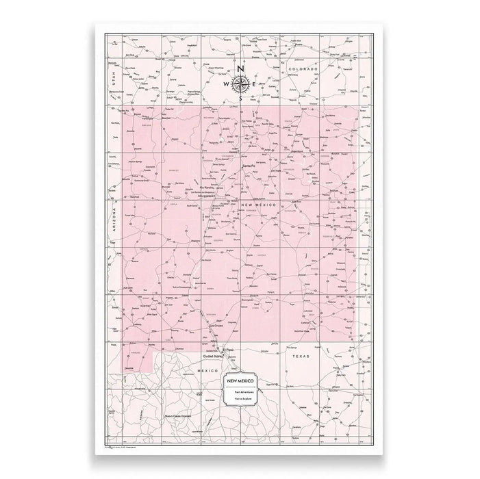 New Mexico Map Poster - Pink Color Splash CM Poster