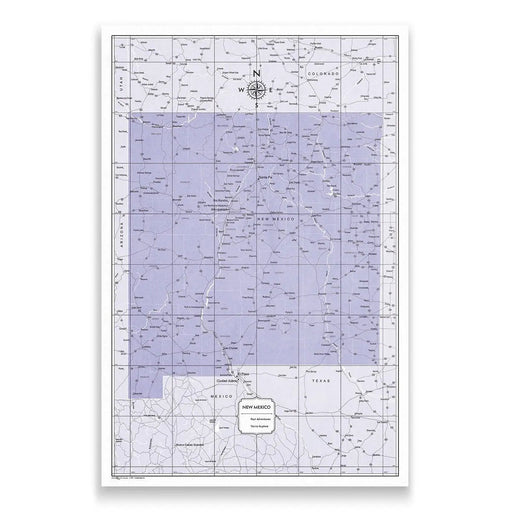 Push Pin New Mexico Map (Pin Board) - Purple Color Splash CM Pin Board