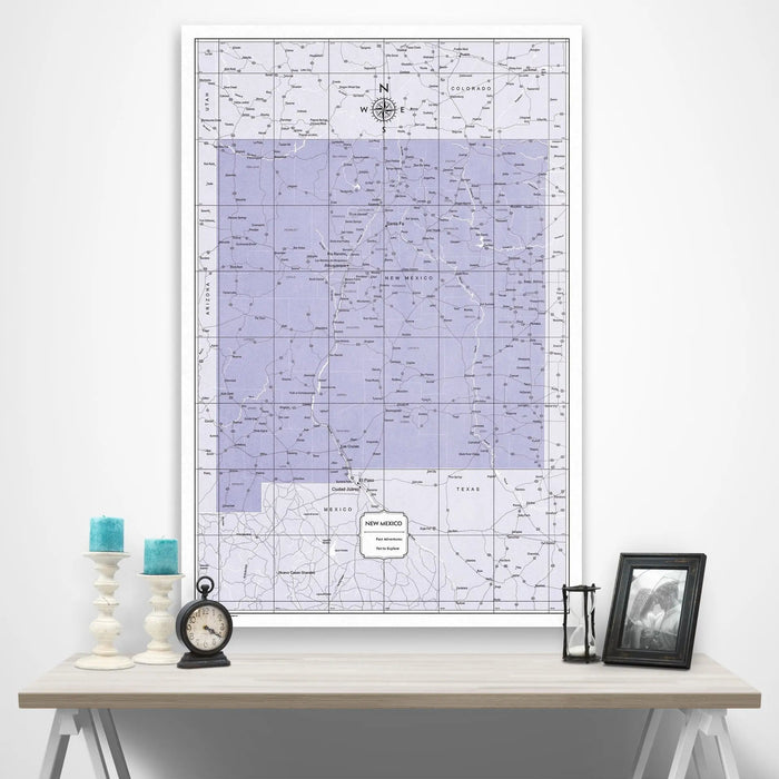 New Mexico Map Poster - Purple Color Splash CM Poster