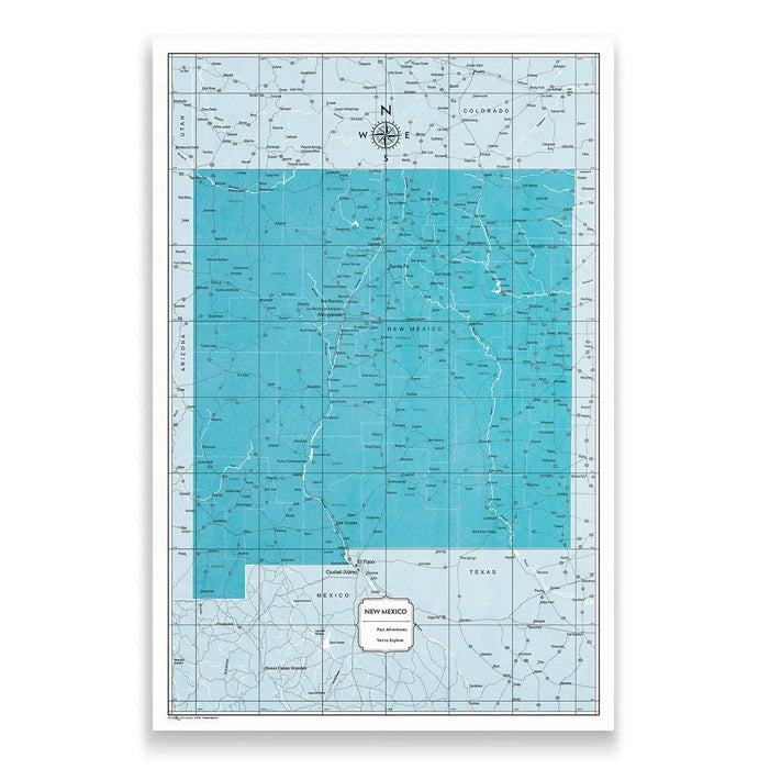 Push Pin New Mexico Map (Pin Board) - Teal Color Splash CM Pin Board