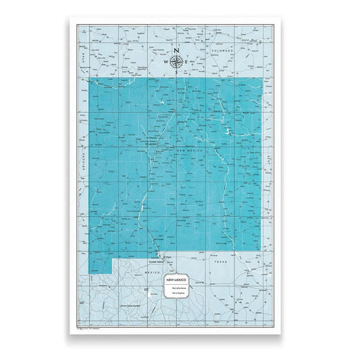 New Mexico Map Poster - Teal Color Splash