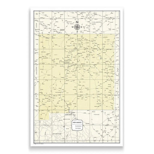 New Mexico Map Poster - Yellow Color Splash