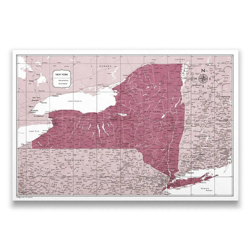New York Map Poster - Burgundy Color Splash