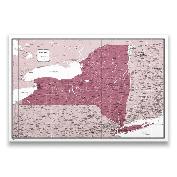 New York Map Poster - Burgundy Color Splash CM Poster