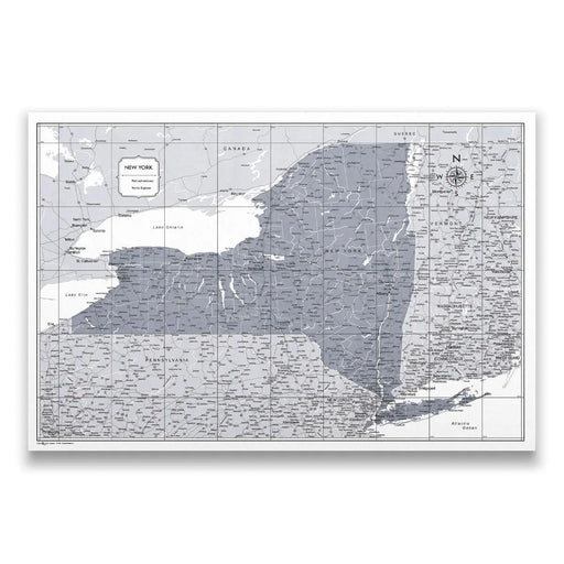 Push Pin New York Map (Pin Board/Poster) - Dark Gray Color Splash CM Pin Board