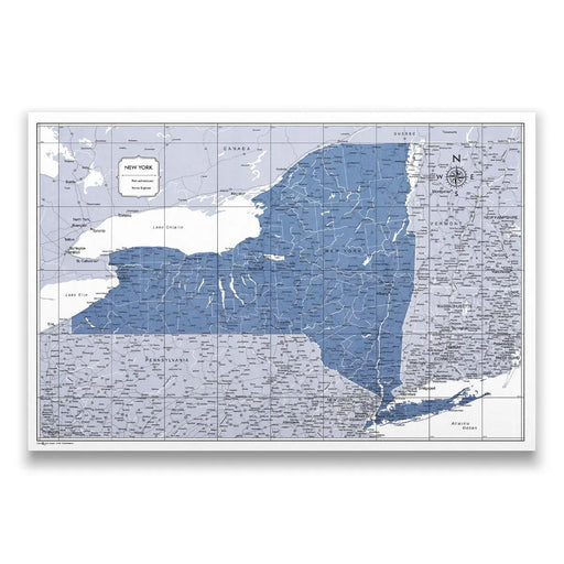 Push Pin New York Map (Pin Board/Poster) - Navy Color Splash CM Pin Board