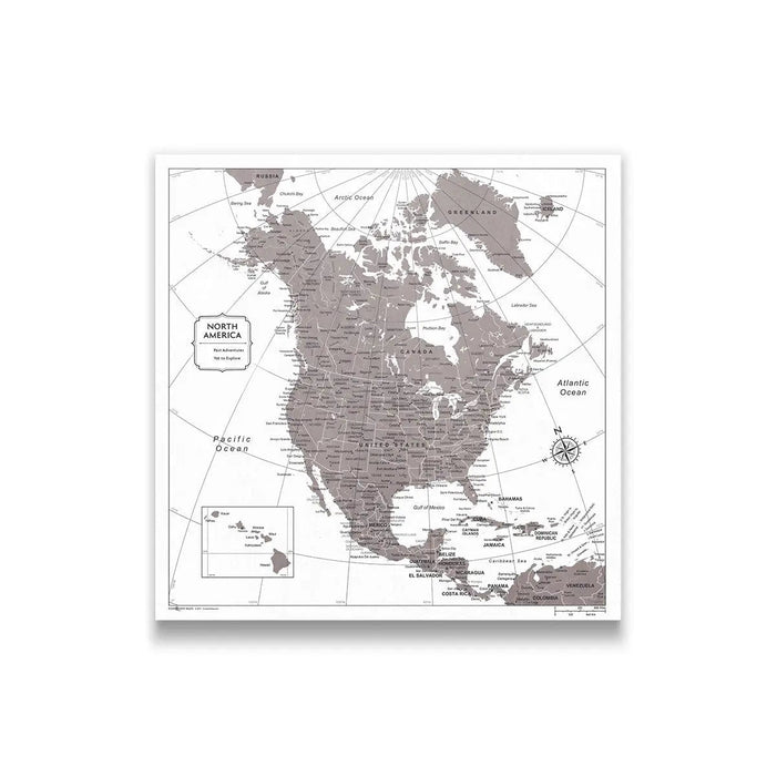 Push Pin North America Map (Pin Board) - Dark Brown Color Splash CM Pin Board