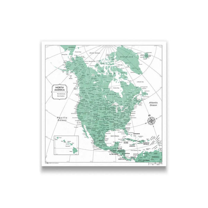 Push Pin North America Map (Pin Board) - Green Color Splash CM Pin Board