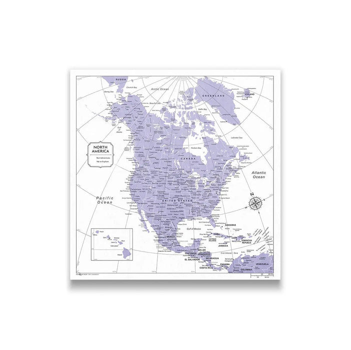Push Pin North America Map (Pin Board) - Purple Color Splash CM Pin Board
