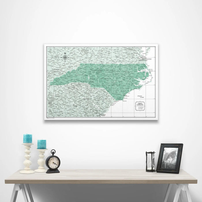 North Carolina Map Poster - Green Color Splash CM Poster