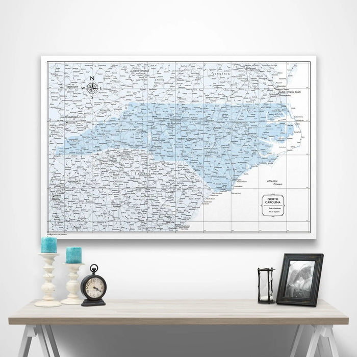 North Carolina Map Poster - Light Blue Color Splash CM Poster