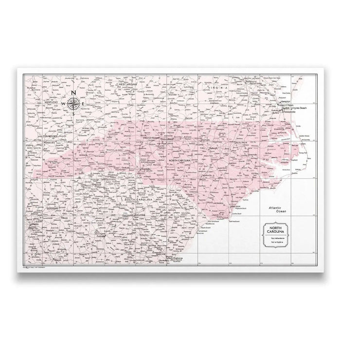 North Carolina Map Poster - Pink Color Splash CM Poster