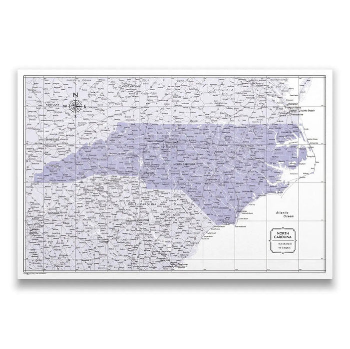 Push Pin North Carolina Map (Pin Board) - Purple Color Splash CM Pin Board