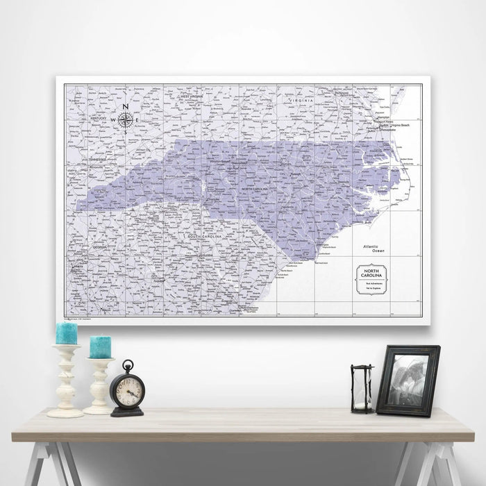 North Carolina Map Poster - Purple Color Splash CM Poster