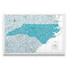 Push Pin North Carolina Map (Pin Board/Poster) - Teal Color Splash CM Pin Board
