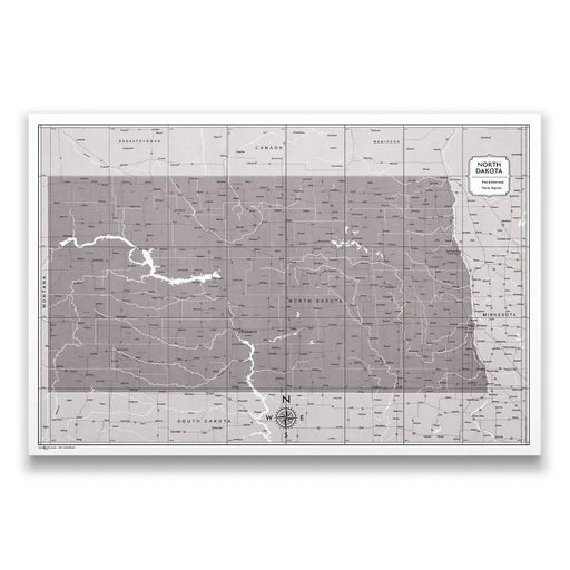 North Dakota Map Poster - Dark Brown Color Splash
