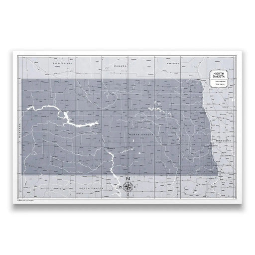 North Dakota Map Poster - Dark Gray Color Splash CM Poster