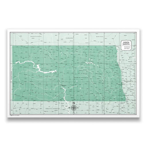 North Dakota Map Poster - Green Color Splash