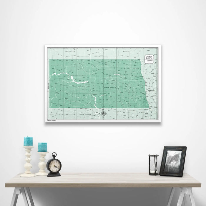 Push Pin North Dakota Map (Pin Board/Poster) - Green Color Splash CM Pin Board