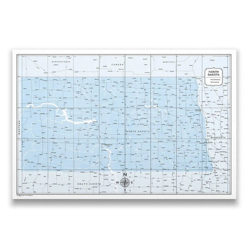 North Dakota Map Poster - Light Blue Color Splash