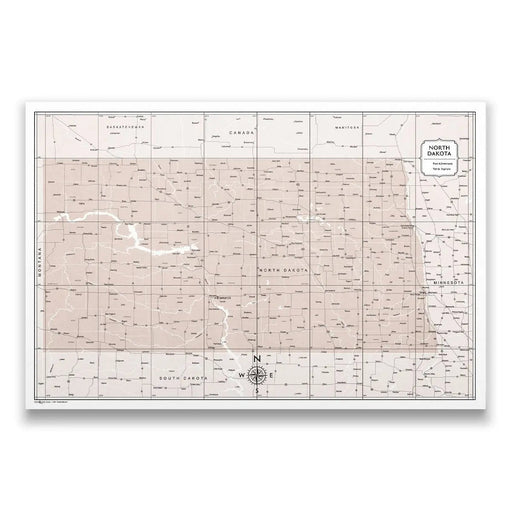 Push Pin North Dakota Map (Pin Board) - Light Brown Color Splash CM Pin Board